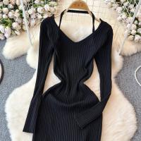 Vestido Largo De Mujer Con Cuello En V Y Manga Larga Blanco Elegante Con Cierre De Lazos Estilo Callejero Alta Moda Para Otoño Y Playa - details 33