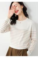 Suéter De Punto Para Mujer 2025 Estilo Oficina Lady Con Rayas Cuello Redondo Manga Larga Suéter Caliente Y Suave Para Todas Las Estaciones - details 13