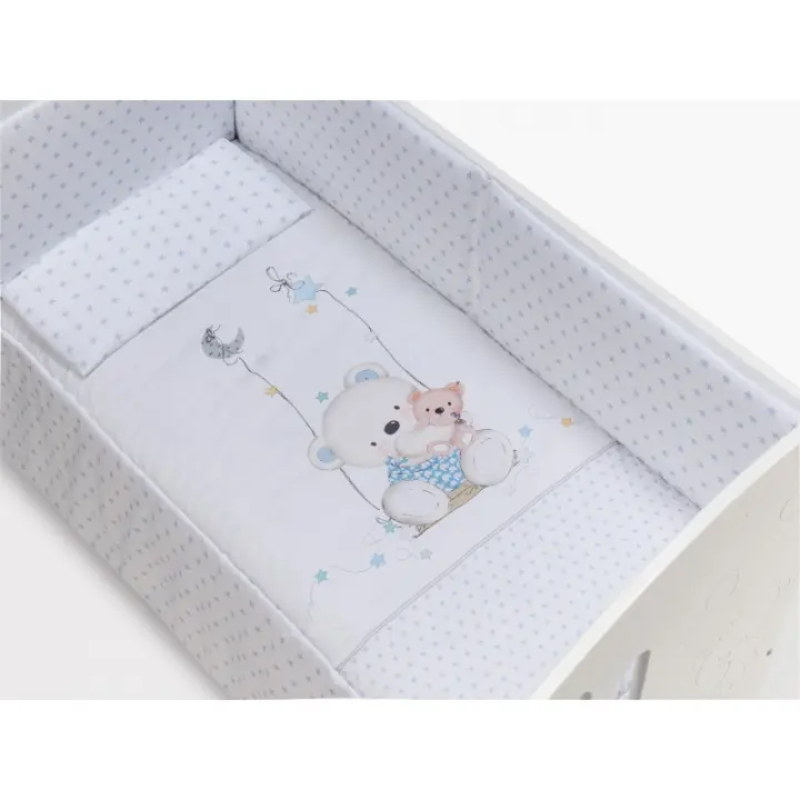 Edredón Cuna con Chichonera y Almohada Oso Columpio Azul Interbaby - 1