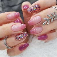 24Pcs Uñas Postizas De Ballet Blancas Con Gradiente Full Cover Art Nails Presión En Uñas Artificiales Acrílicas Removibles Para Fiesta - details 5
