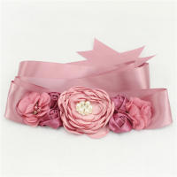 Cinturón De Boda Elegante Para Mujer Con Flores De Satén Y Cuentas Hechas a Mano Diadema De Cintura Para Vestido De Novia - details 4