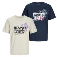 Jack & Jones SS25 Hombre Pack 2 Camisetas de Algodón Mod JJjaxon TEE CREW logo estampado Moda Casual Informal REF 269390 - details 2
