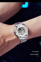 Reloj De Moda PLAYBOY Para Hombres Acero Inoxidable Automático Mecánico Reloj De Mano Con Numeros Romanos Resistente Al Choque Y Luz - details 12