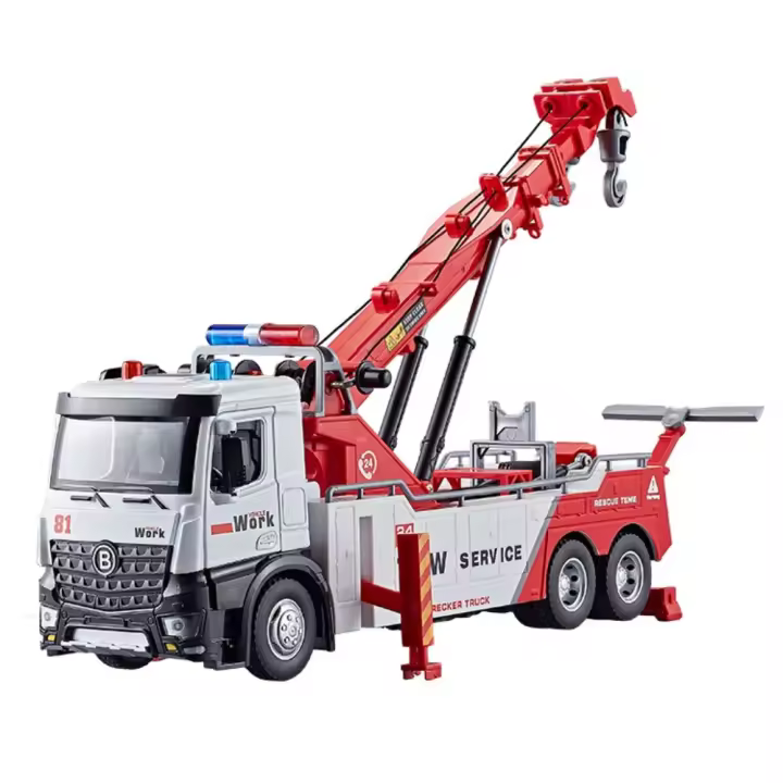 Coche De Rescate De Ingeniería De Aleación 1:18 Con Sonido Y Luz Coche De Pull Back Para Niños Regalo Modelo De Metal Rojo - 1