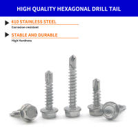 80PCS Tornillos Autoencajados De Cabeza Hexagonal De Acero Inoxidable 410 M4.2*13MM-26MM M4.8*13MM-26MM Punto De Perforación - details 2