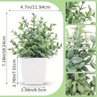 4pcs Bonsái De Simulación Plantas Verdes Artificiales En Macetas Para Decoración De Hogar Dormitorio Sala De Estar Baño Estilo Rústico Farmhouse - details 5