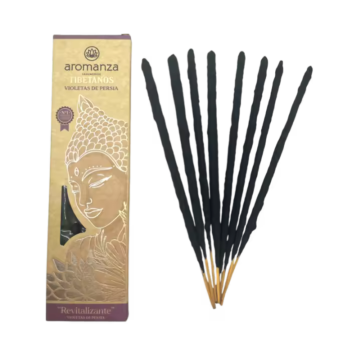 Incienso Tibetano Violetas de Persia Revitalizante Inciensos Aromanza Argentina - Sahumerio artesanal 8 varillas extra gruesas - 1