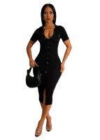 Vestido De Crochet Para Mujer De Corte Bodycon Con Manga Regular Y Cuello En V Vestido Fino Y Ajustado De Pierna Para Calle Moda Hipster - details 14
