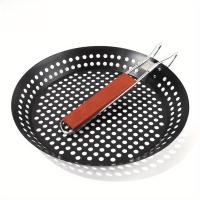 Cesta De Asado BBQ Con Asa Plegable Y Perforada Redonda Para Camping Picnic BBQ Al Aire Libre Y Hornear - details 2