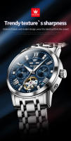Reloj Mecánico Para Hombre OLEVSSkeketon Flywheel Auténtico Resistente Al Agua Luminoso Calendario Perpetuo Display Romano Acero Inoxidable - details 0