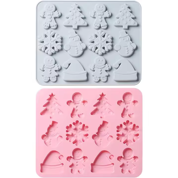 2 Piezas Moldes de Silicona para Navidad Moldes de Jabon Silicona de Bricolaje Moldes de Dulces Navideños Molde para Hornear para Torta Magdalenas Chocolate Hielo - 1