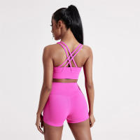 Sujetador De Deporte Para Mujer En Color Sólido Con Palanca Cruzada Y Almohadillas De Pecho Transpirable Y Suave Para Gimnasio Yoga Fitness Entrenamiento Completo Y Correr - details 8