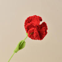Carnación Tejida a Mano En Algodón Elegante Y Detallada Para Regalo De Aniversario O Día De La Madre Flores Artificiales Aestéticas - details 3