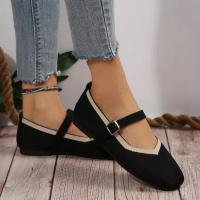 Zapatos Planos Elegantes Mary Janes Para Mujer Negro Con Correa De Cierre Casual Ballet Canvas Loafers Primavera/Otoño - details 5