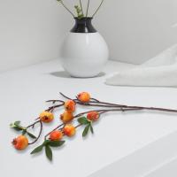 Rama De Pimienta Con Hojas Y 9 Cabezas De Pomegranato Falsas Rojas Y Naranja Para Decoración De Jardín Y Hogar Material De Seda - details 24