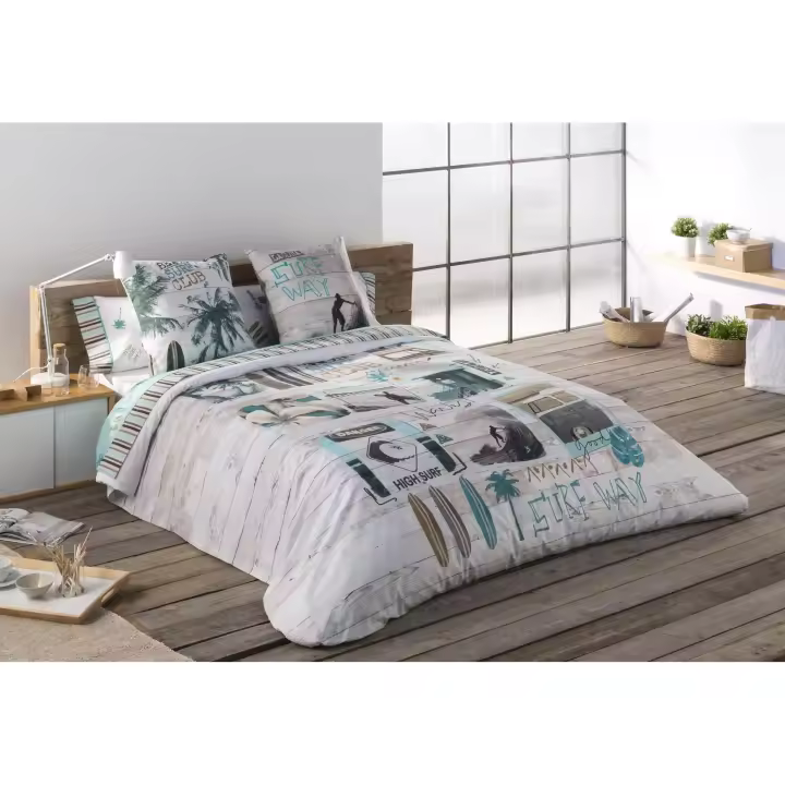 JVR - Funda nórdica juego de 2 piezas modelo SURF - Tejido 100% Algodón - Estampado digital - Fabricado en España - Cama 90/105/135/150/160/180 - 1