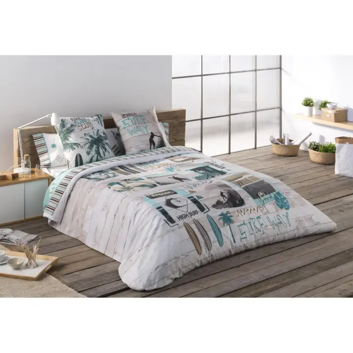 JVR - Funda nórdica juego de 2 piezas modelo SURF - Tejido 100% Algodón - Estampado digital - Fabricado en España - Cama 90/105/135/150/160/180 - 1