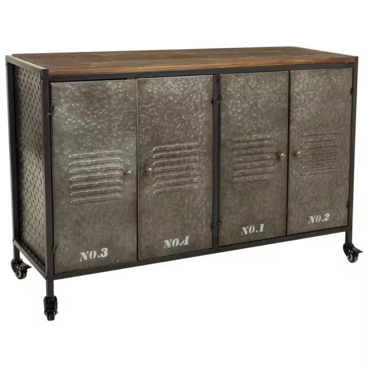 WANDERLUST DECO Aparador de Metal y Madera con 4 Puertas - Amplio Espacio de Almacenamiento - 1