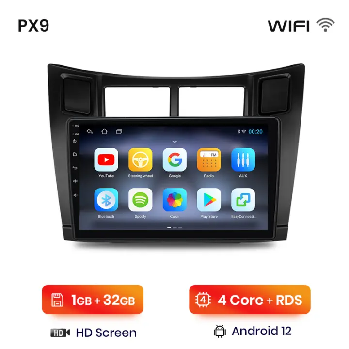 AWESAFE inalámbrico CarPlay Android Auto Radio para Toyota Yaris 2005 - 2012 coche reproductor multimedia GPS 2 din autoradio volante controles RDS Bluetooth - 1