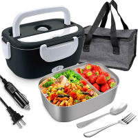 Fiambrera Eléctrica 1.5L 60W, 12V/24V+220V Gran Comida Térmico con Bolsa y Acero Inoxidable Tenedor Cuchara para Coche Camión Oficina - details 3