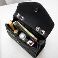 Bolso De Hombro De Lujo Negro Para Mujer De Cuero PU Con Trenzado Y Borla Bolso Bandolera Con Patrón Cuadrado Bolsa De Mano Con Cierre De Hasp - details 5
