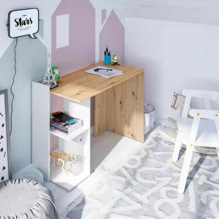 MESA DE ESCRITORIO REVERSIBLE KENIA 78X100X52 CM ROBLE BLANCO ARTIK - 1