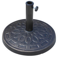 Outsunny Base para Sombrilla de Jardín Peso Neto 12 kg Soporte de Parasol Redondo de Resina para Postes de 38mm/48mm para Terraza Patio Exterior Ø44x34 cm Bronce - details 0