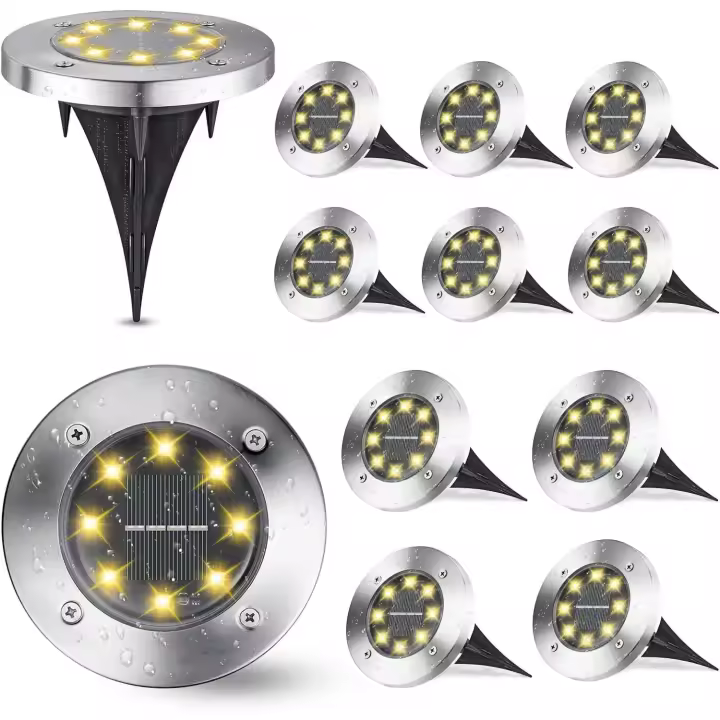 Linternas Solares Warm White 12 Piezas, 8Ls, 6000K, Impermeables IP65 para Jardín - 1