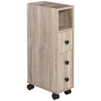 kleankin Armario de Baño Mueble Auxiliar para Baño Espacio Reducido con Ruedas Estantes Abiertos Armario Cajón 18x30x68,5 cm - details 0