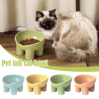 Tazón De Gato De Plástico Con Protección De Cuello Y Boca Oblicua En Colores Macarón Estilo Pierna De Elefante Antideslizante Alta Cadera Para Mascotas - details 1