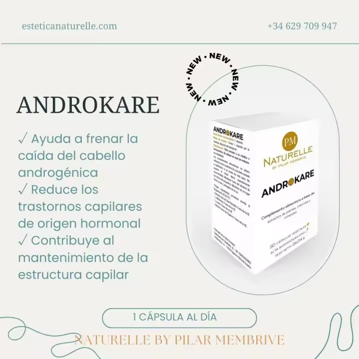 NATURELLE By Pilar Membrive Cápsulas para Crecimiento Capilar Androkare - Frena Caída del Cabello Androgénica - 1