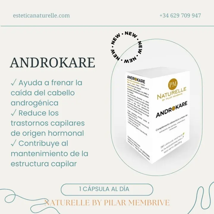 NATURELLE By Pilar Membrive Cápsulas para Crecimiento Capilar Androkare - Frena Caída del Cabello Androgénica - 1