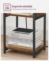 Mesa auxiliar multifuncional con 2 enchufes y 2 puertos usb, para sala de estar y dormitorio, marrón rústico y negro - 30x34x58 cm - details 6
