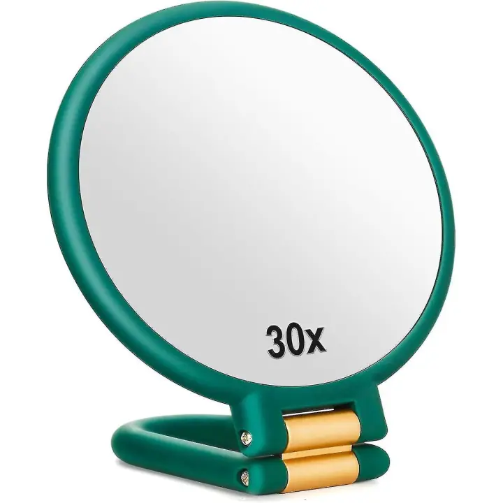 Espejo de aumento 30x Espejos de mano de viaje con mango-Espejo de mano de doble lado con 1X 30X Magn - 1