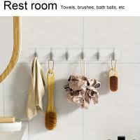 1Pcs Resina Transparente Sin Costuras Adhesivo Para Pared Seis Ganchos Colgadores Impermeables Y Resistente Al Aceite Para Organización Del Hogar - details 2