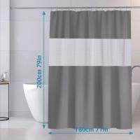 Baño Cortina De Ducha 200x180cm Poliéster Y EVA Impermeable Cortina De Ducha A Prueba De Moho Translúcido-Gris - details 3