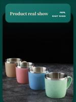 Taza De Café Con Mano De Plástico Y Doble Capa De Acero Inoxidable Resistente Al Calor Para Bebidas Como Leche Y Té Para Uso Doméstico Y Oficina - details 7