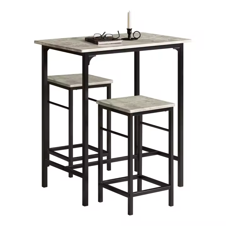 SoBuy Set Mesa Alta de Bar y 2 taburetes Mesa de Comedor Estilo Industrial OGT10-HG ES (2 sillas) - 1