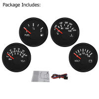 Juego Universal De 4 Medidores 52mm Temporizador De Agua Presión Del Aceite Nivel De Combustible Voltímetro Con Luz Trasera Roja Para Coche Barco Yate 12V - details 6