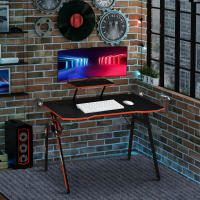 HOMCOM Mesa Gaming para Computadora PC Ergonómica Escritorio con Soporte para Monitor y Altavoz Portavasos Gancho para Auriculares Fibra de Carbono 120x60x94,5 cm Negro - details 1