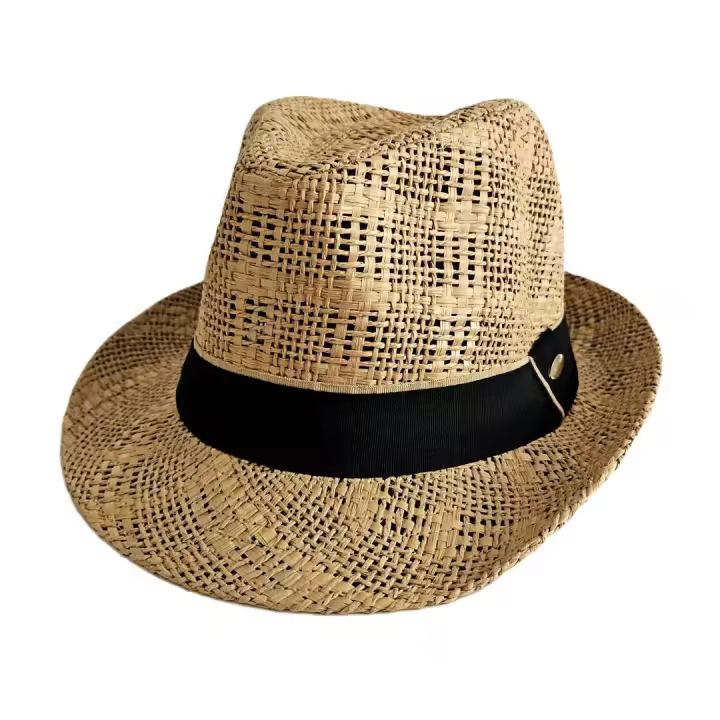Kebedo Moda Sombrero de Paja Unisex Hombre y Mujer Marrón 58 cm, Estilo Fedora Borsalino Trilby Panamá  , Ala Corta, Moda Verano, Ideal para Playa, Vacaciones, Jardín, Sol, Ligero y Transpirable, Accesorio Elegante Casual al Aire Libre Outfit Perfecto - 1