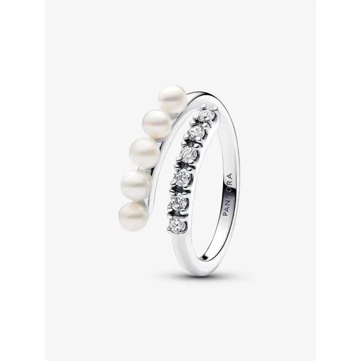 Pandora - Anillo Abierto with Perlas cultivadas de Agua Dulce tratadas y pavé - Plata de Ley - 1