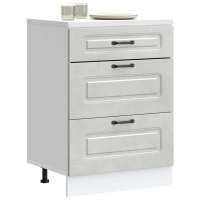 vidaXL Mueble bajo de cocina Kalmar madera de ingeniería en color Gris sonoma/Blanco/Roble Sonoma y más | almacenamiento funcional diseño moderno para baño dormitorio sala - details 6