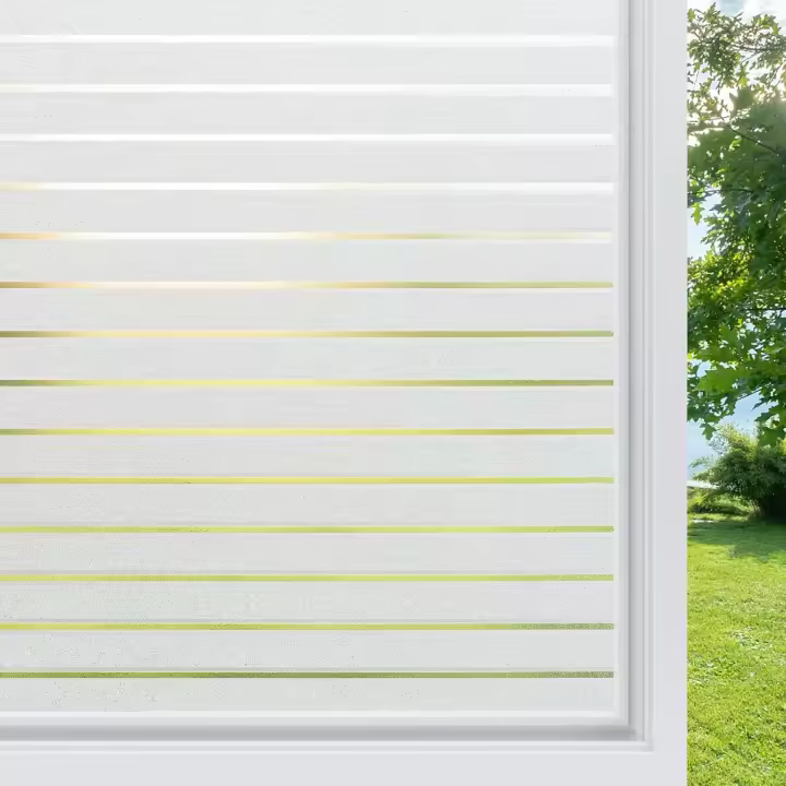 Fensterfolie Streifen Sichtschutzfolie Fenster Selbstklebend Milchglasfolie Sichtschutz gestreifte Folie für Büro Anti-UV 75 x 200 cm - 1
