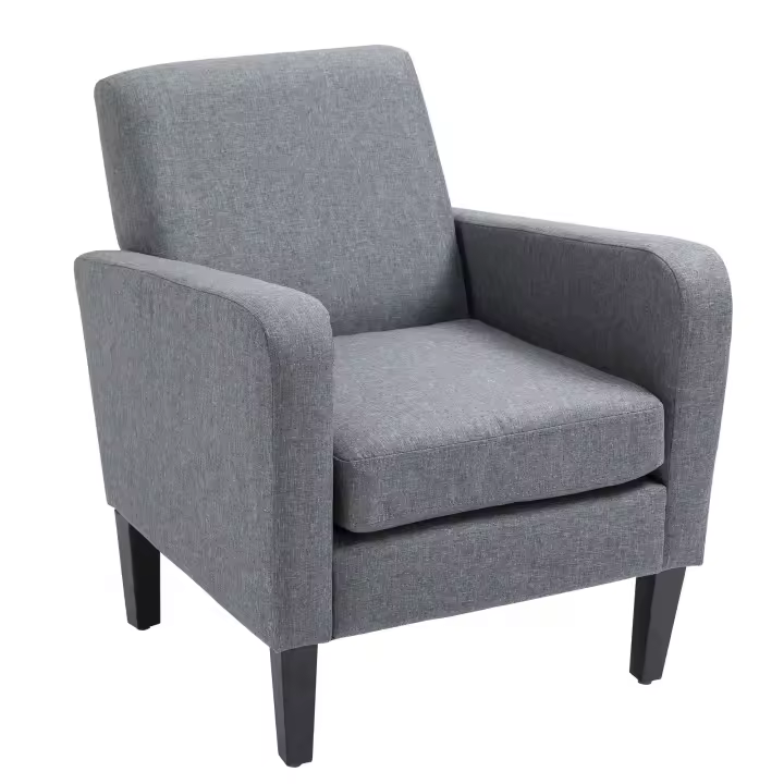 HOMCOM Silla individual Sillón relax Sillón tapizado Pies de madera Tela de lino Gris claro 66 x 72 x 74 cm - 1