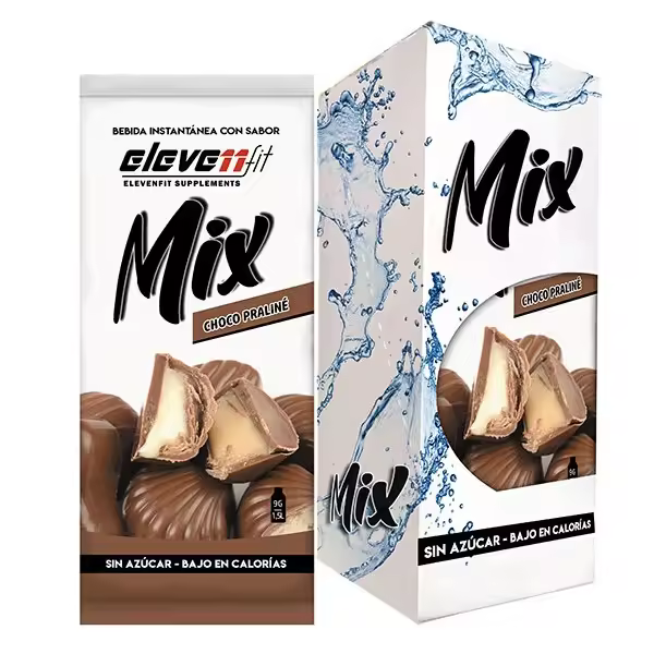 Eleven Fit Mix Instantáneo, Caja de 12 Sobres Sabor Chocolate Praline - Prepara 1.5L de Bebida Saludable - Sin Azúcar, Baja en Calorías y Carbohidratos - Ideal para Agua/Leche, Cocinar y Preparar Postres - Mejora tu Dieta - Apto para Adultos y Niños - 1