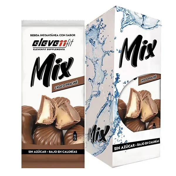 Eleven Fit Mix Instantáneo, Caja de 12 Sobres Sabor Chocolate Praline - Prepara 1.5L de Bebida Saludable - Sin Azúcar, Baja en Calorías y Carbohidratos - Ideal para Agua/Leche, Cocinar y Preparar Postres - Mejora tu Dieta - Apto para Adultos y Niños - 1