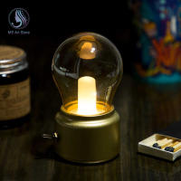 Bombilla De Noche LED Recargable Vintage Retro Sin Cable Con Sombrilla De Vidrio Para Decoración De Dormitorio Lámpara De Mesa - details 9