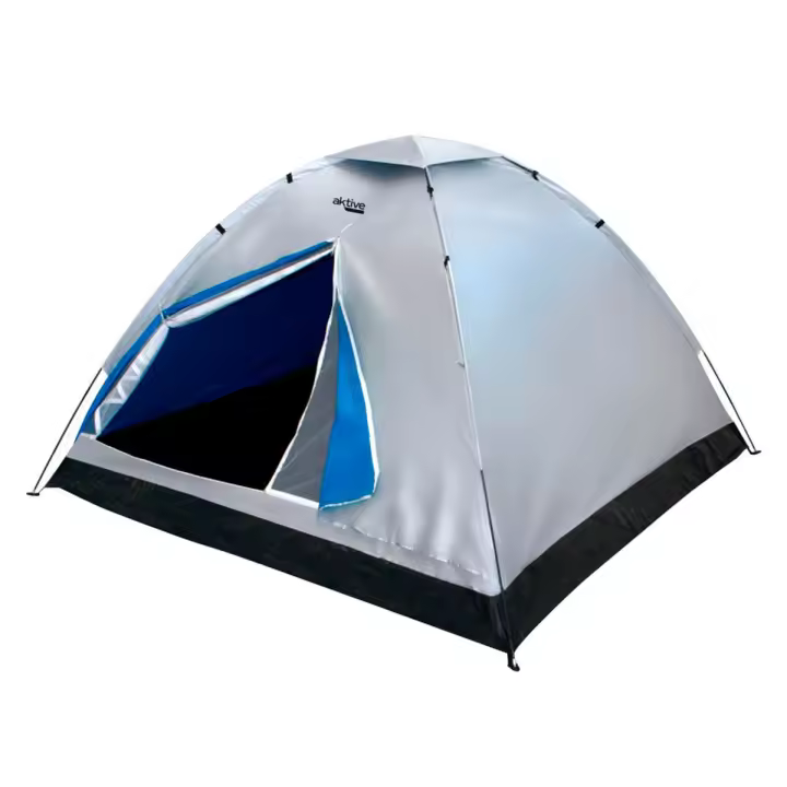 Tienda de campaña Aktive Camping 4 personas plata 130x205x205 cm - 1