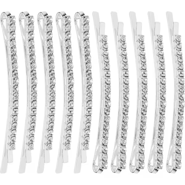 10 horquillas pequeñas con cristales transparentes y brillantes para el pelo, accesorios para el pelo de boda, pinzas para el pelo. - 1